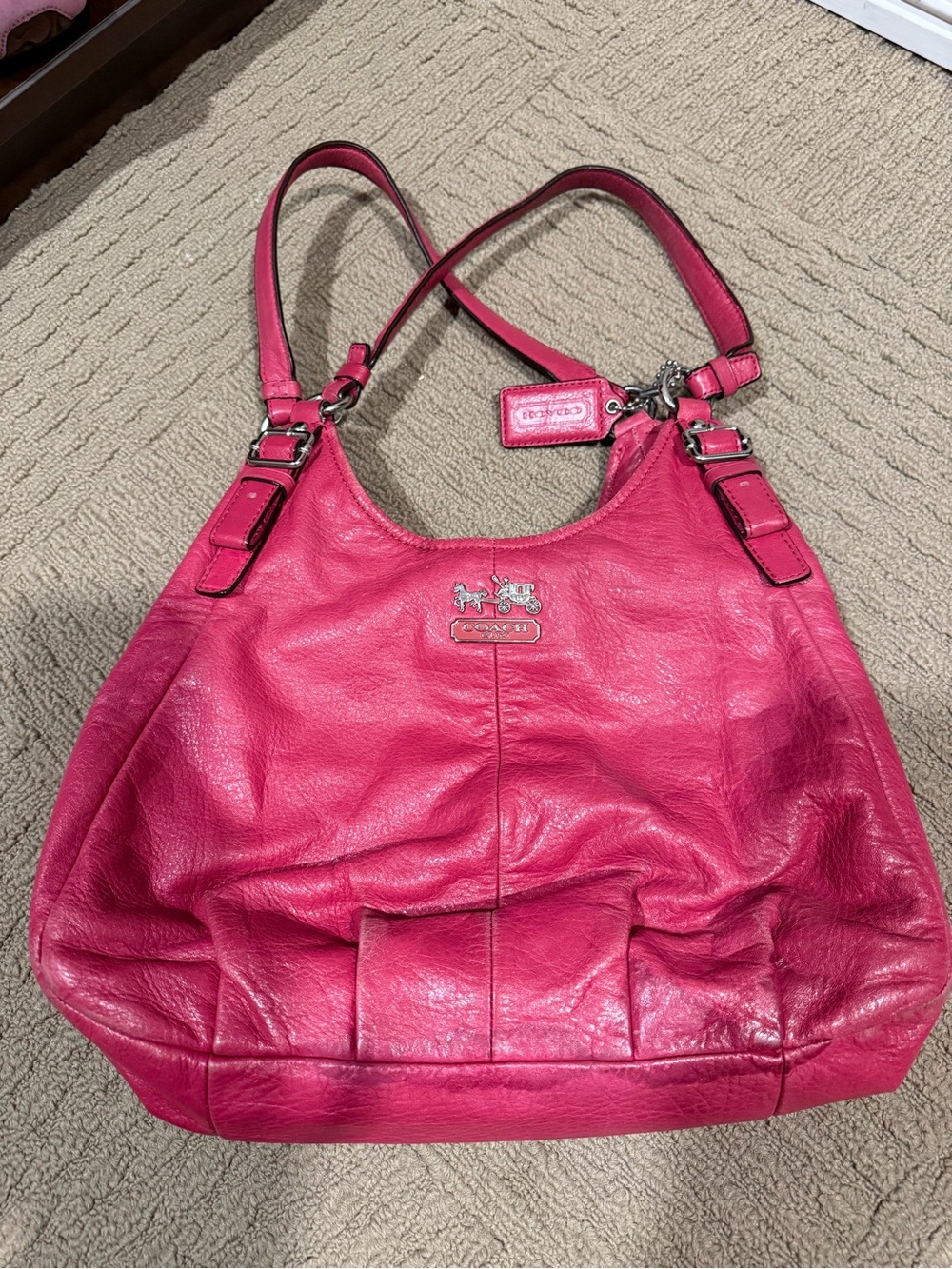 Coach Hot Pink Leather Shoulder Hobo